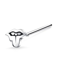 Tongue Silver Straight Nose Stud NSKA-792